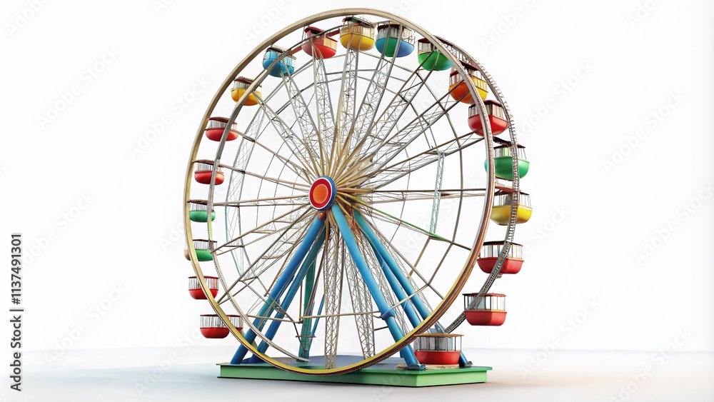 Obraz premium Ferris Wheel Design: Amusement Park Ride Illustration, Isolated Carnival Wheel Graphic