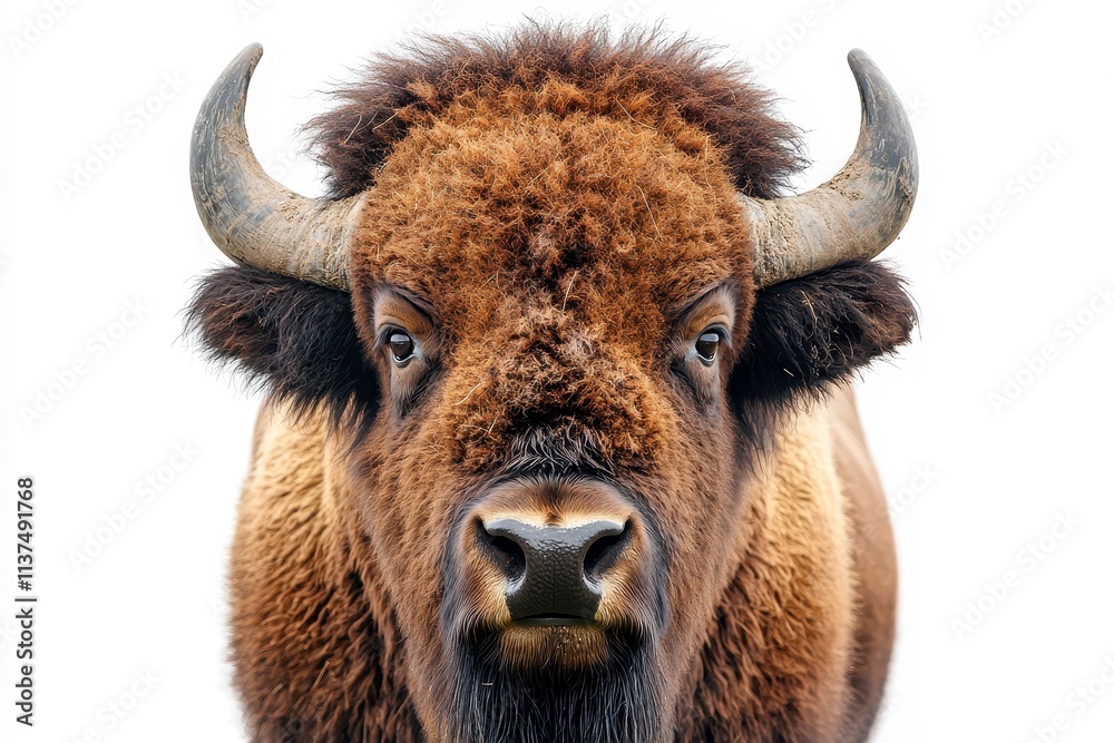 Strong Resilient Bison Roaming Grassy Plain Isolated Strong Resilient Bison Roaming Grassy Plain Isolated