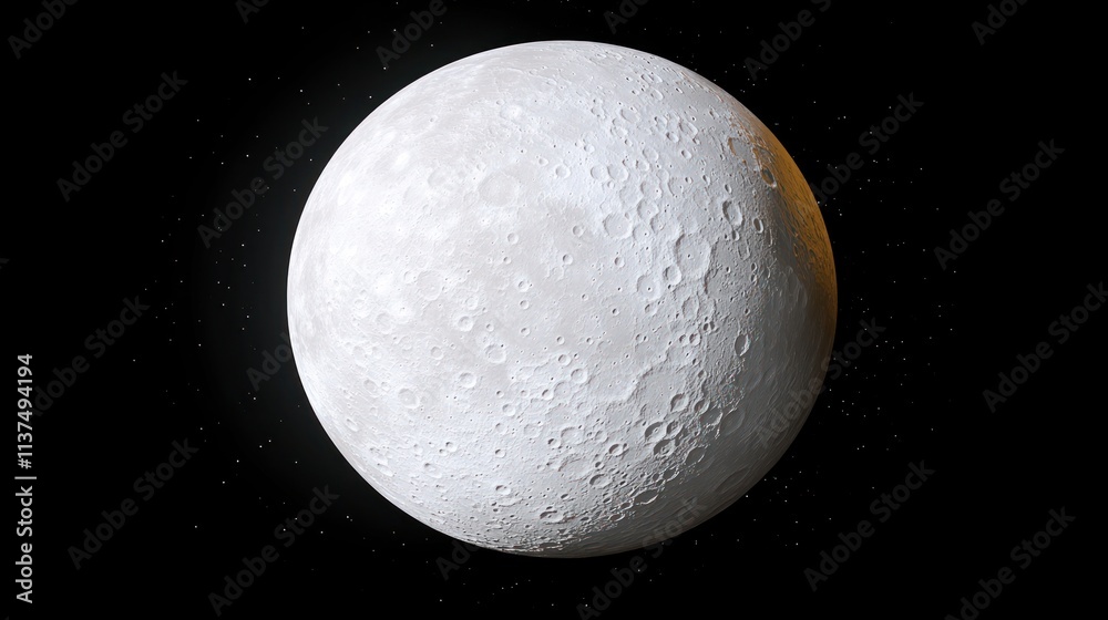 Naklejka premium A detailed depiction of a moon's surface with craters and texture.