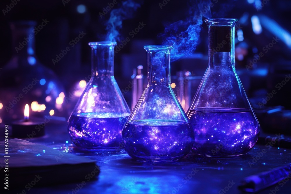 Ethereal Blue Potions in Glass Flasks Ethereal Blue Potions in Glass Flasks