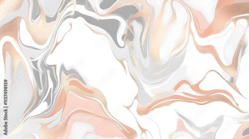Abstract liquid marble design in metallic shades of gold, silver, and rose gold. Abstract liquid marble design in metallic shades of gold, silver, and rose gold.