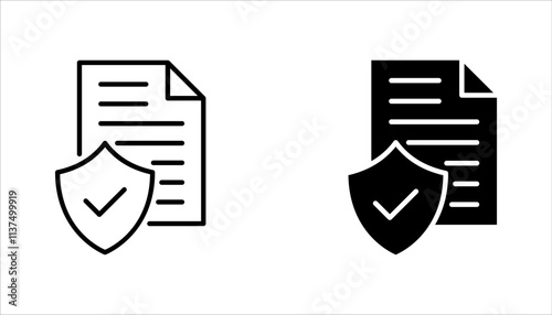 Insurance policy Icon set. contract sign. vector illustration on white background