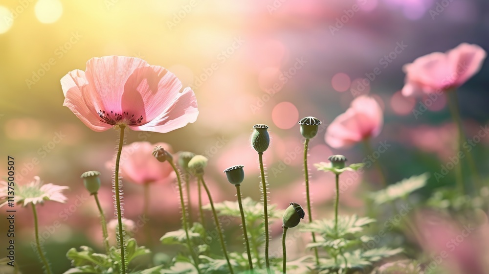 Beautiful pink flower anemones fresh spring morning Beautiful pink flower anemones fresh spring morning