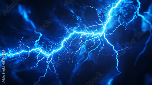 A blue lightning bolt with a blue sky background