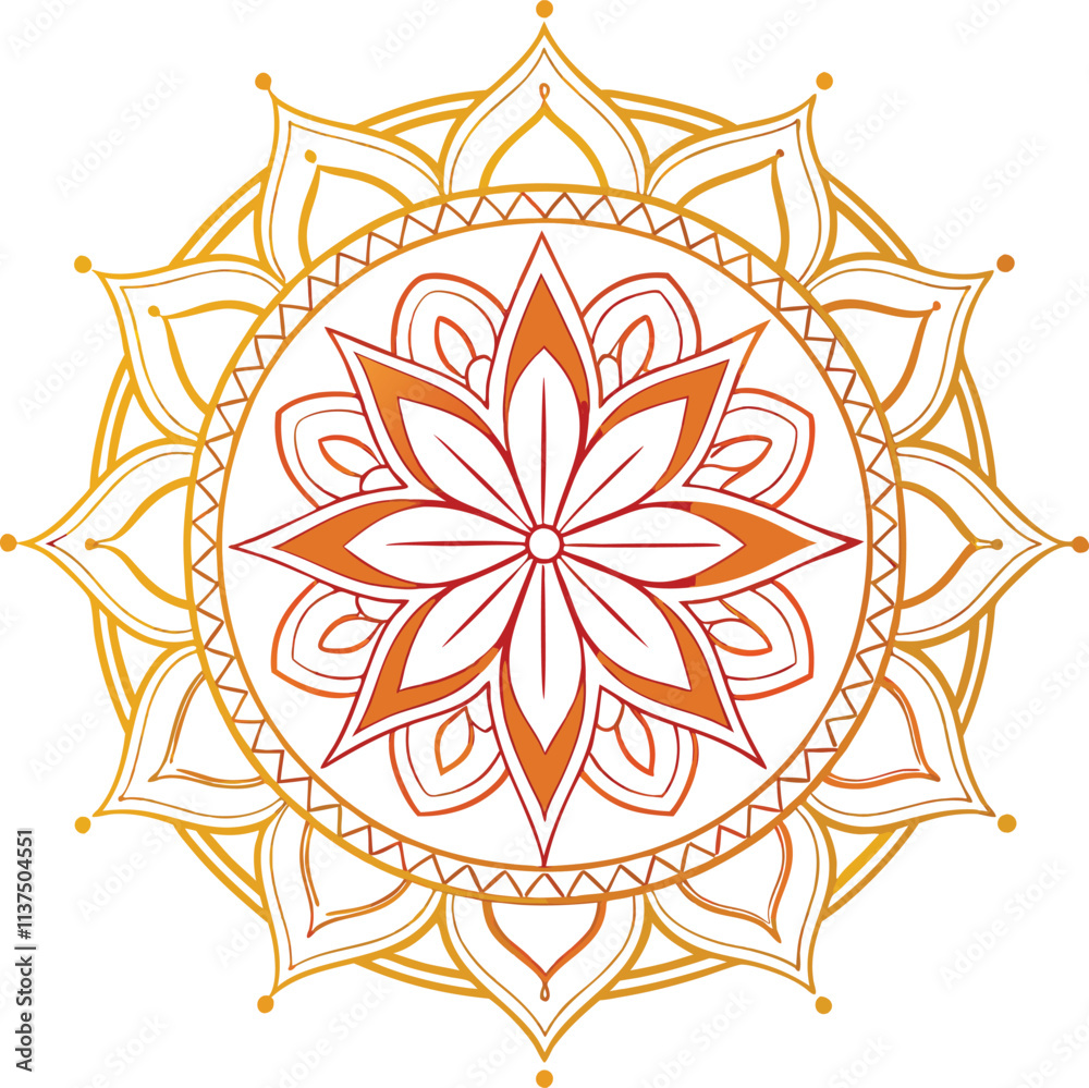 Monochrome ethnic mandala design. Anti-stress coloring page for adults. 