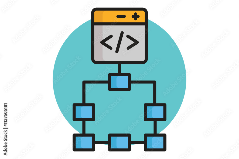 Fototapeta premium Framework icon. colored outline icon style. icon related to IT architecture. network elements vector illustration