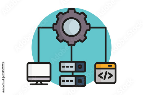 IT infrastructure icon. colored outline icon style. icon related to technology. IT architecture elements vector illustration