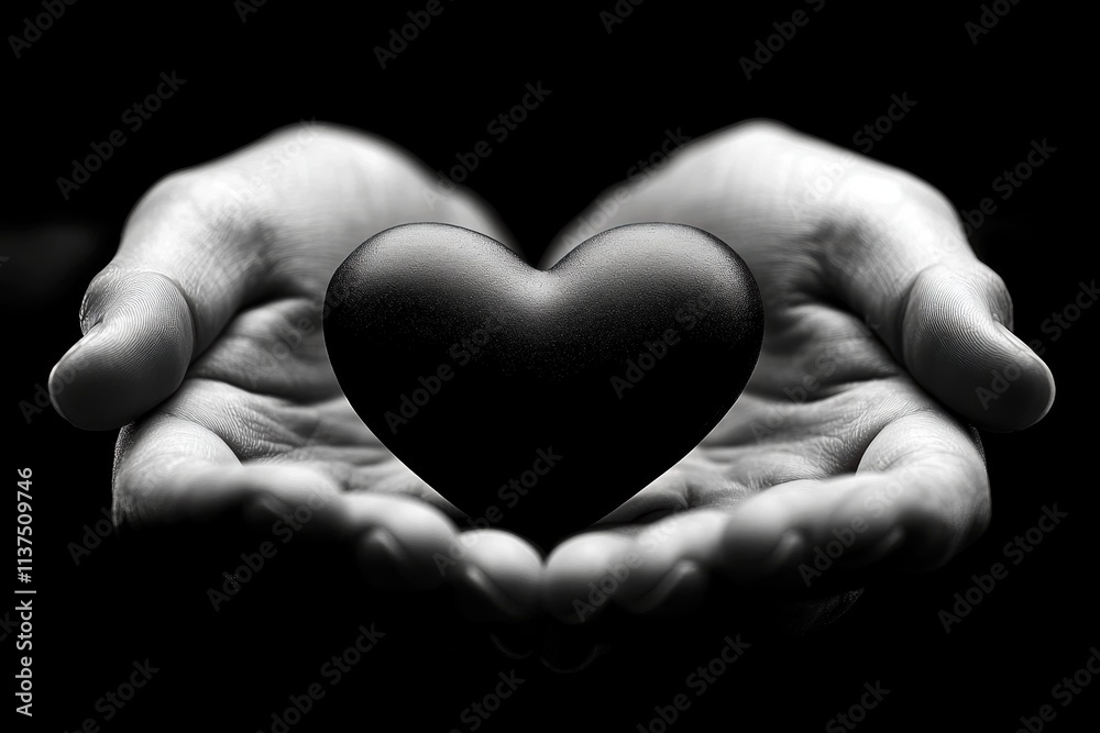 Fototapeta premium Black Heart in Hands