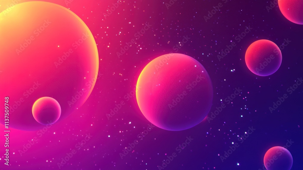 Cosmic Dreamscape: A vibrant abstract artwork depicting celestial bodies in a dreamy, purple and pink nebula. Cosmic Dreamscape: A vibrant abstract artwork depicting celestial bodies in a dreamy, purple and pink nebula.