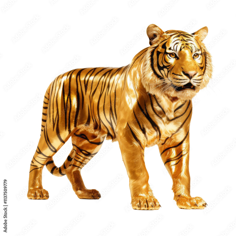 Obraz premium gold tiger isolated on white