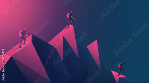 Climbers Reaching the Peak