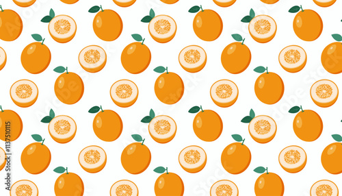 Seamless pattern with ripe passion canary melon fruit on a white background.