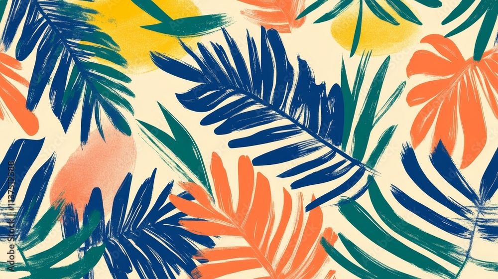 Vibrant tropical pattern, lush palm leaves in exotic island paradise for serene nature escape wallpaper design Vibrant tropical pattern, lush palm leaves in exotic island paradise for serene nature escape wallpaper design