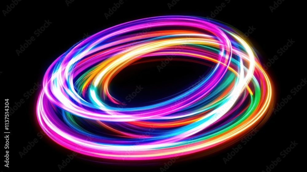 Abstract light trails forming a luminous spiral.
