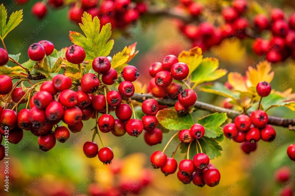Hawthorn Berries Autumn Branch Photography - Nature Stock Image, Red Berries, Fall Foliage, Wild Hawthorn Hawthorn Berries Autumn Branch Photography - Nature Stock Image, Red Berries, Fall Foliage, Wild Hawthorn