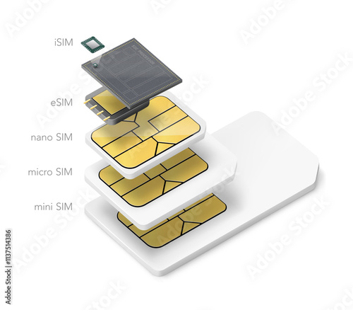 Set of SIM cards mockups. Realistic vector illustration isolated on white background. Can be use for template your design, presentation, promo, ad. EPS10.