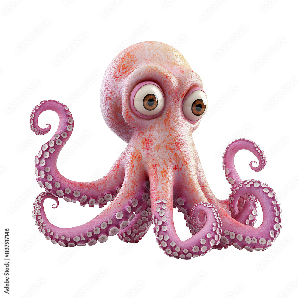 Naklejka premium Octopus character cut out background