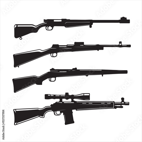 set of rifle gun silhouette