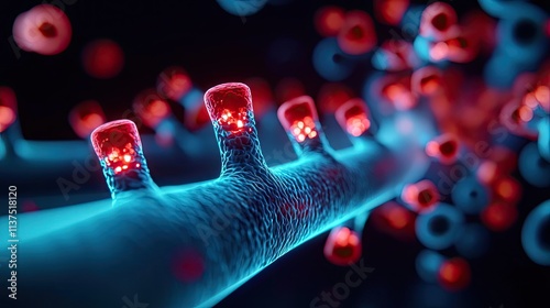 Cancer cells idea. An abstract representation of cellular structures and biological processes.