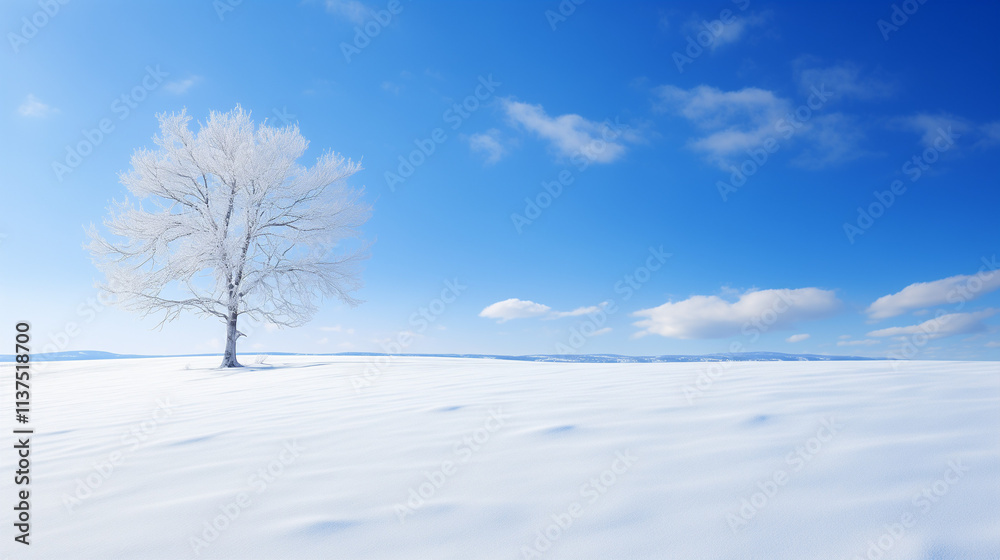 Snowy Winter Landscape with Blue Sky and Clouds Snowy Winter Landscape with Blue Sky and Clouds