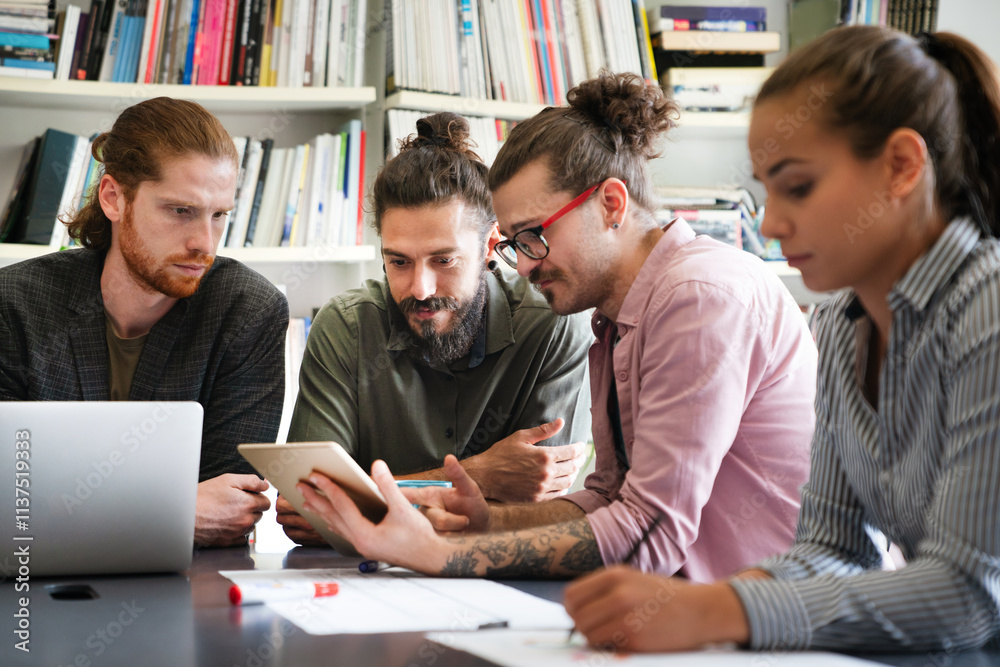 Diverse startup people on meeting having fun during brainstorming new ideas for their new project. Diverse startup people on meeting having fun during brainstorming new ideas for their new project.
