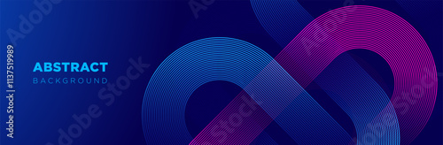 Abstract blue and pink gradient background with circle lines pattern