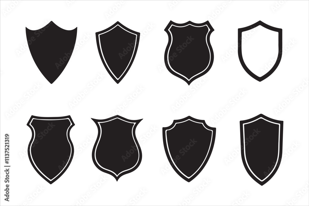 Collection of Shield Silhouettes for Design
