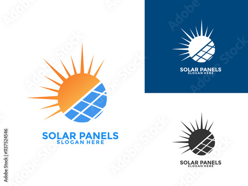 Solar panel logo vector design. Modern Solar Energy logo icon vector template