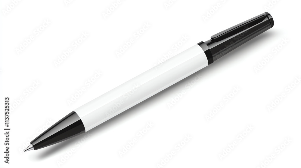 White and black ballpoint pen isolated on white background White and black ballpoint pen isolated on white background
