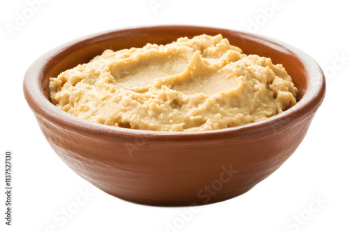 bowl of humus isolated on white background 