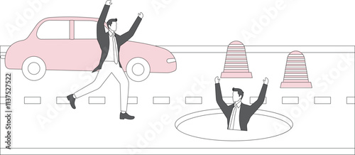 A trap or snare, betrayal or jealousy, dishonest attempts, bad or evil competition, evil businessmen pushing their colleagues into dangerous potholes