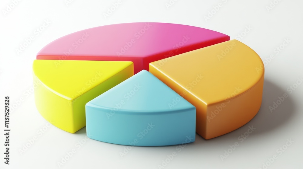 Obraz premium Colorful 3D Pie Chart Segments for Creative Data Visualization