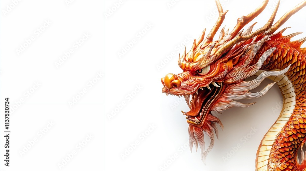 Obraz premium Red oriental dragon head illustration