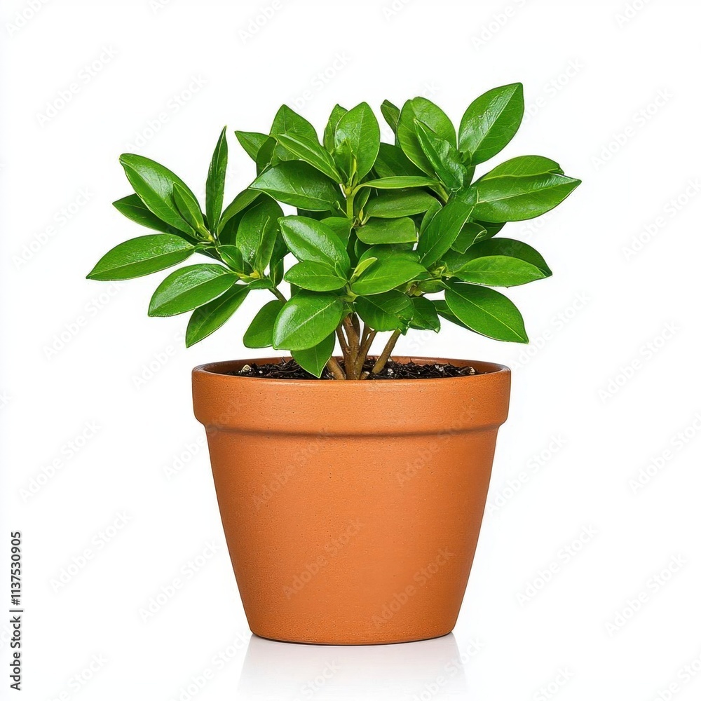 Fototapeta premium A photostock of a traditional terracotta flower pot, isolated on a white background, earthy and simple, High Quality