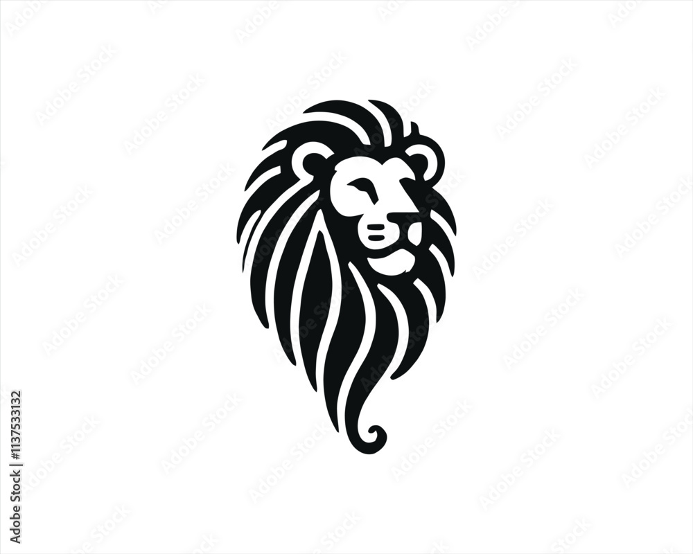Obraz premium Lion Logo Design Vector Template. Lion Head Logo Icon Vector illustration. Black and white Lion head vector illustration. 