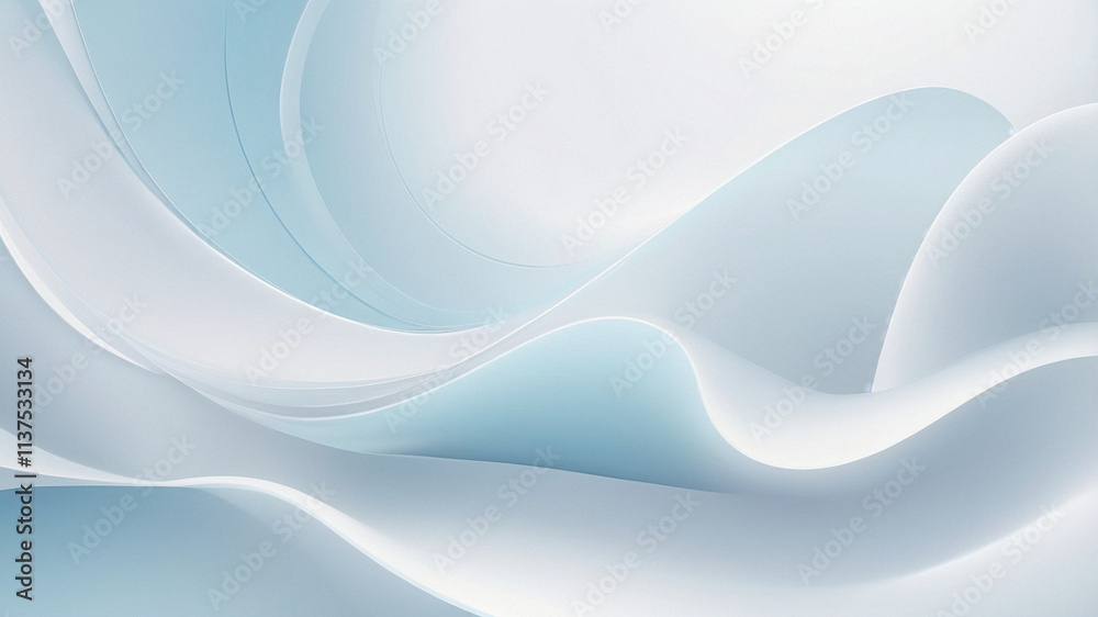 Fototapeta premium Abstract wavy blue gradient background with layered flowing shapes, modern minimalist design for presentations and wallpapers.