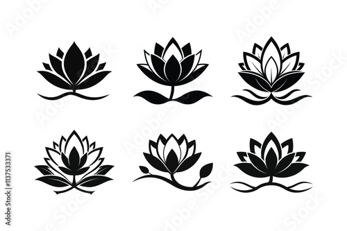 waterlily silhouette vector illustration
