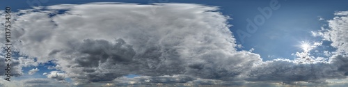 sky hdri 360 panorama with dark clouds before storm in seamless equirectangular projection for use in 3d graphics as skydome or edit drone panoramas for sky replacement