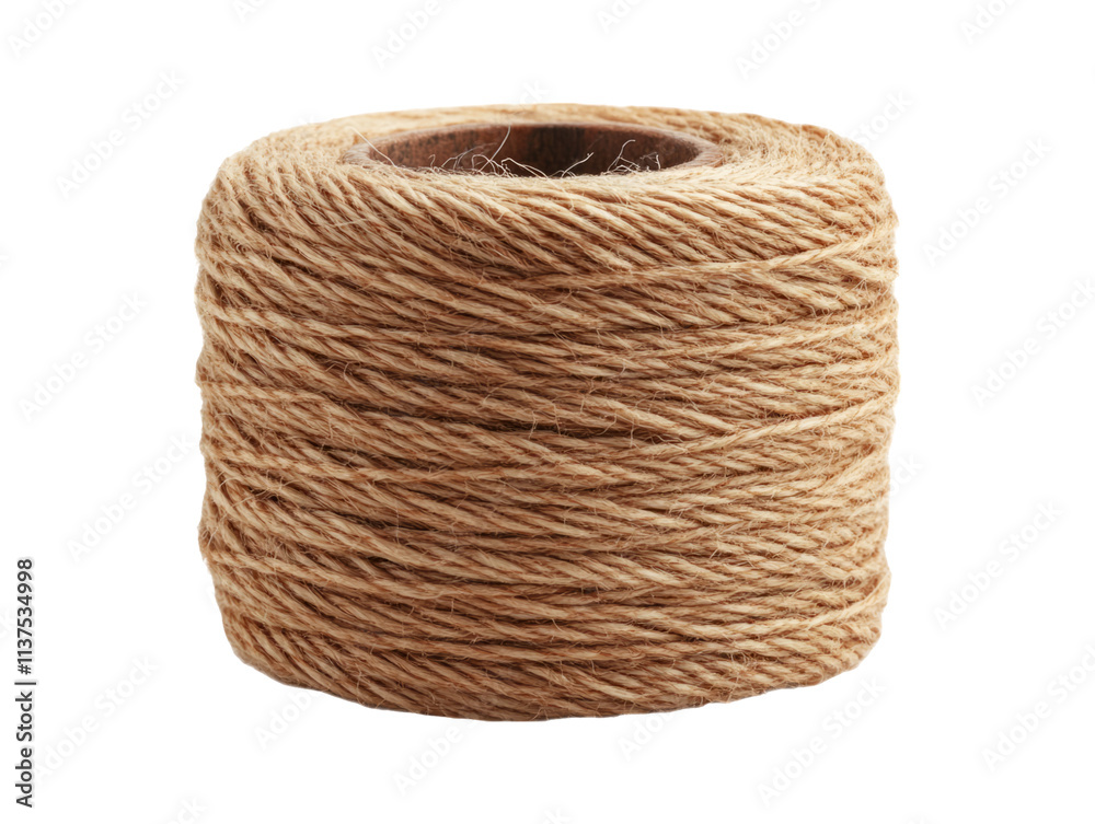 Obraz premium Natural Colored Linen Thread Spool Isolated on White Background
