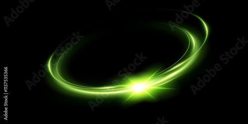 
Green glowing light.Neon magic circle.Futuristic light circle for background.Light frame.Vector.Magic portal.