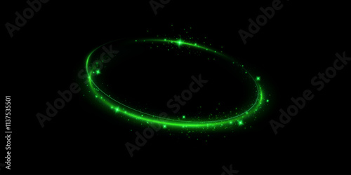 
Green glowing light.Neon magic circle.Futuristic light circle for background.Light frame.Vector.Magic portal.