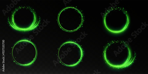 
Green glowing light.Neon magic circle.Futuristic light circle for background.Light frame.Vector.Magic portal.