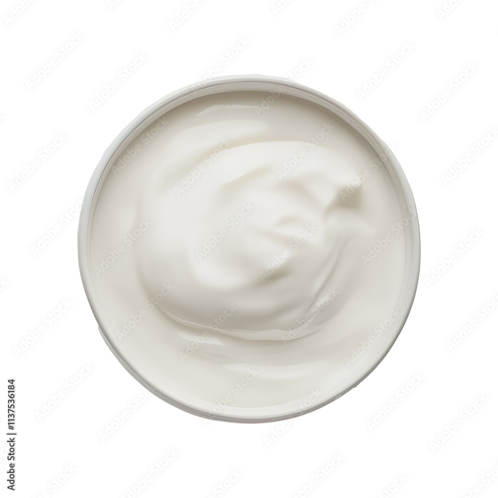 Bowl of white yogurt on a transparent background. isolated background. Bowl of white yogurt on a transparent background. isolated background.