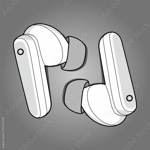 TWS earbuds template white left and right sides are opposite