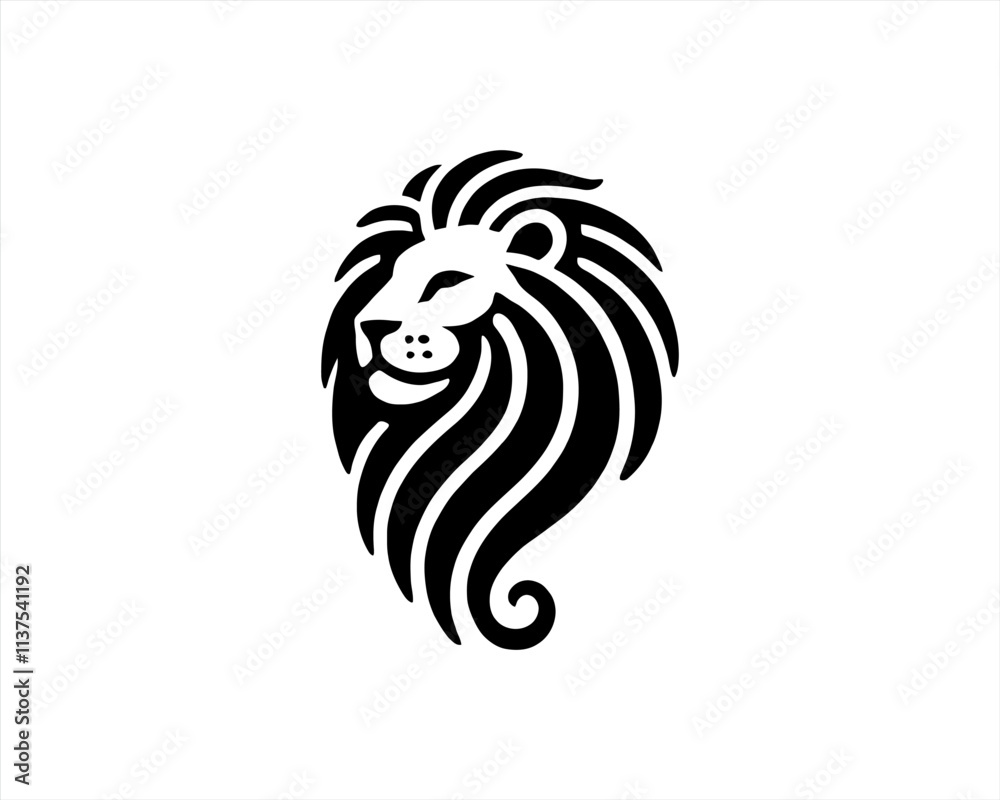 Obraz premium Lion Logo Design Vector Template. Lion Head Logo Icon Vector illustration. Black and white Lion head vector illustration. 