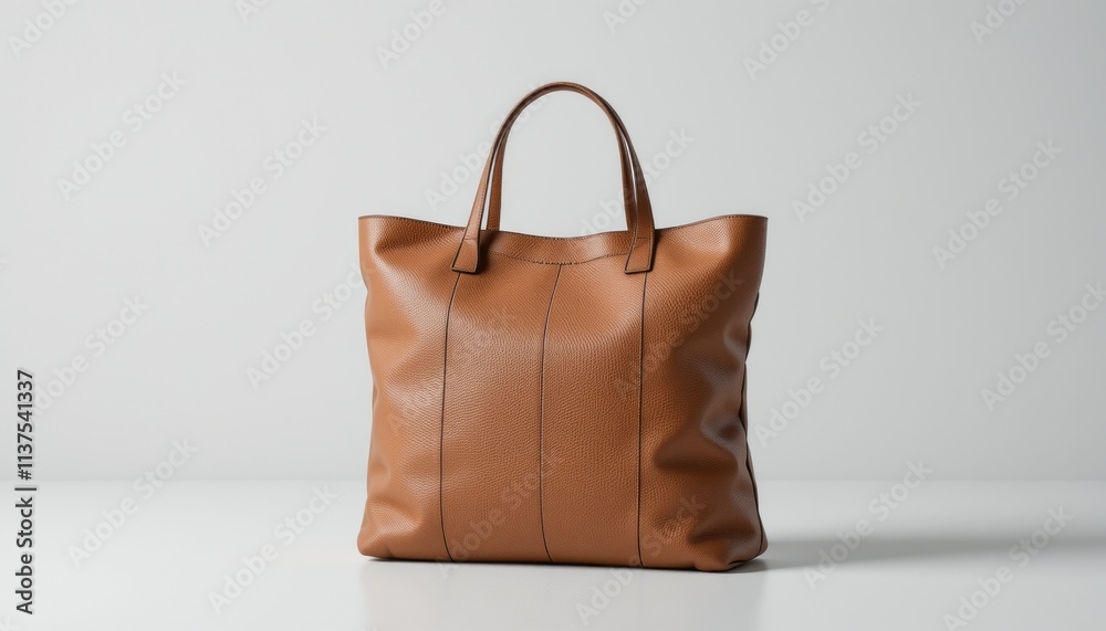 Brown leather handbag isolated on white background