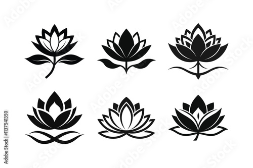 waterlily silhouette vector illustration