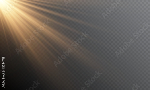 PNG sunlight with special lens flare effect. Vector light effect.