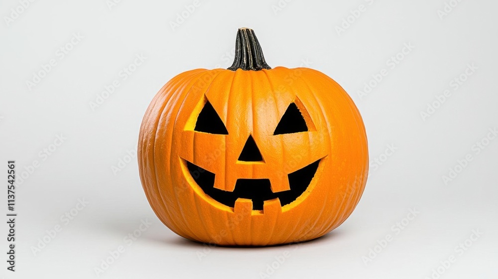 A photostock of a fresh orange pumpkin isolated on a clean white surface, ideal for autumn or Halloween-themed projects, High Quality A photostock of a fresh orange pumpkin isolated on a clean white surface, ideal for autumn or Halloween-themed projects, High Quality