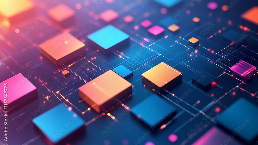 Blockchain technologies: digital innovation set for website landing page design, Neon Cubes Network. Blockchain technologies: digital innovation set for website landing page design, Neon Cubes Network.